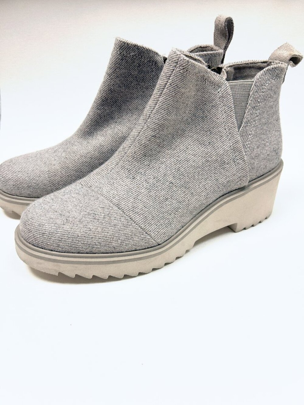 TOMS Maude Wedge Booties Size 8 Natural Shimmer Ankle Boots Everyday Boot - Picture 3 of 10